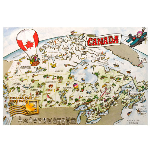 Postage Paid Postcard - Canada Illustrated Map